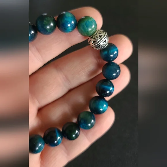 Hand Crafted Blue Tiger Eye Bracelet - Picture 2 of 4